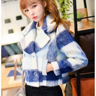 Cropped Double-breasted Plaid Jacket