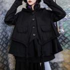 Hooded Buttoned Jacket With Tassel