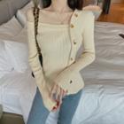 Button-up Detail Long-sleeve Knit Top