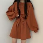 Tie-waist Mini A-line Sweater Dress
