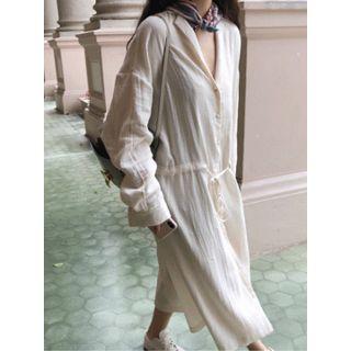 Drawstring-waist Midi Shirtdress