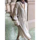 Drawstring-waist Midi Shirtdress