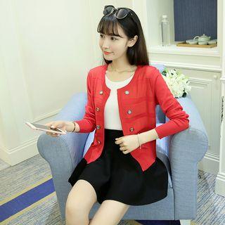 Long-sleeve Button-accent Cardigan