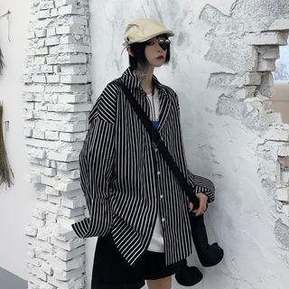 Striped Oversize Shirt Stripes - Black & White - One Size