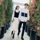 Couple Matching Color Block Shirt / Long-sleeve Dress / Pants