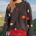 Flower Detail Sweater Black - One Size