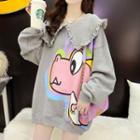 Ruffle Trim Collar Cartoon Print Sweatshirt