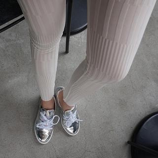 Band-waist Ribbed Leggings