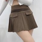 High-waist Ruched Mini Pleated Skirt