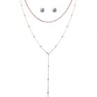 Set: Rhinestone Studs + Double-chain Necklace