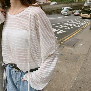 Sheer Stripe Long-sleeve Hoodie
