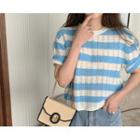 Perforated Stripe Knit Top One Size