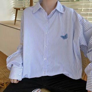 Oversized Long Sleeve Striped Shirt