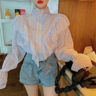 Bell-sleeve Ruffle Trim Jacket