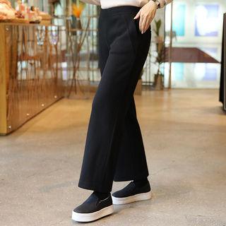 Brushed-fleece Wide-leg Knit Pants
