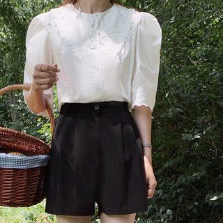 Elbow-sleeve Blouse / Wide-leg Shorts