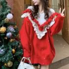 Ruffled Sweater Red - One Size