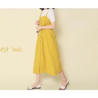 Button-detail Cotton Long Dress