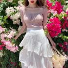 Square Neck Short-sleeve Top / Irregular Skirt