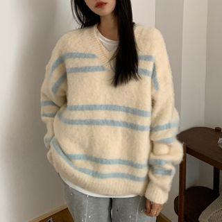 Striped Sweater Light Blue & Off White - One Size
