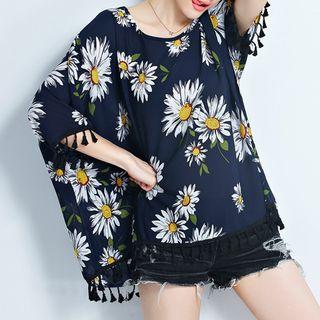 Floral Elbow-sleeve T-shirt