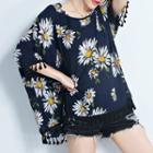 Floral Elbow-sleeve T-shirt