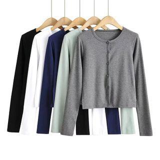 Long Sleeve Plain Crop Cardigan