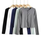 Long Sleeve Plain Crop Cardigan