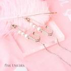 Faux Pearl Safety Pin Line Earring