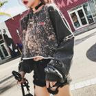 Printed Cropped Cutout Sweatshirt