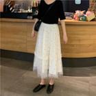 Polka Dot Mesh Skirt Off-white - One Size