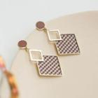 Houndstooth Fabric Square Dangle Earring