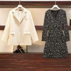 Single Breasted Blazer / Floral Print Mini A-line Dress