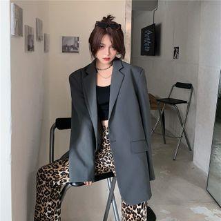 One-button Blazer / Leopard Print Pants