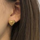 Heart Stud Earring Eh1001 - 1 Pair - Gold - One Size