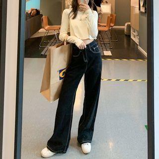 High Waist Bootcut Jeans / Belt / Set