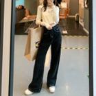 High Waist Bootcut Jeans / Belt / Set