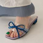 Bow Tie Block Heel Slide Slippers