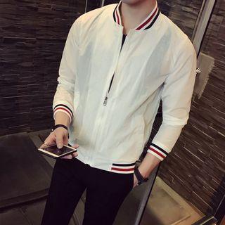 Striped Trim Bomber Jacket