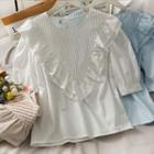 Ruffled-trim Pleated Loose T-shirt