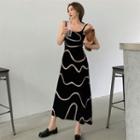 Long-sleeve Print Cardigan / Sleeveless Print Dress