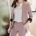 Peaked-lapel Contrast-cuff Blazer