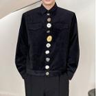 Asymmetrical Button Corduroy Jacket
