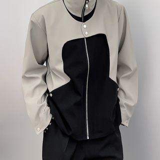 Mock Two-piece Turtleneck Zip Jacket
