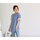 Laced Short-sleeve Striped T-shirt