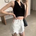 Knit Cropped Halter Top