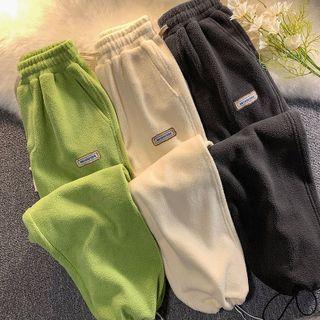 Fleece High-waist Drawstring Sports Pants