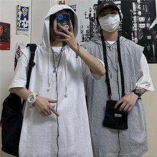 Couple Matching Plain Hooded Vest