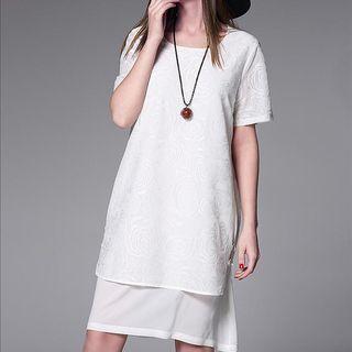 Short-sleeve Jacquard Dress