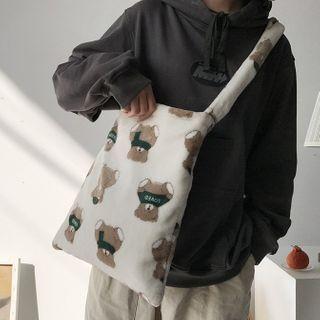 Bear Print Furry Crossbody Bag